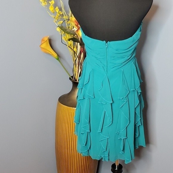 City Triangles Strapless Chiffon Ruffle Dress in Teal Size 15 NWT - Picture 8 of 15
